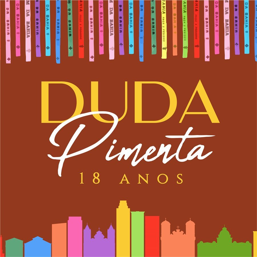 Identidade visual de festa de adulto e evento: Aniversário 18 anos da Duda Pimenta