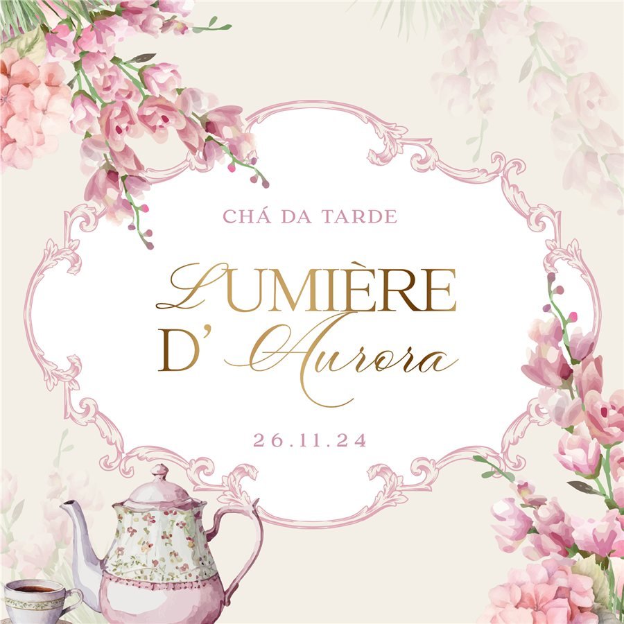 Identidade visual de chá de bebê e batizado: Chá de bebê da Aurora
