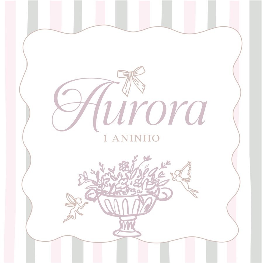 Identidade visual de festa infantil: Aniversário Aurora, mamãe – Duda Reis