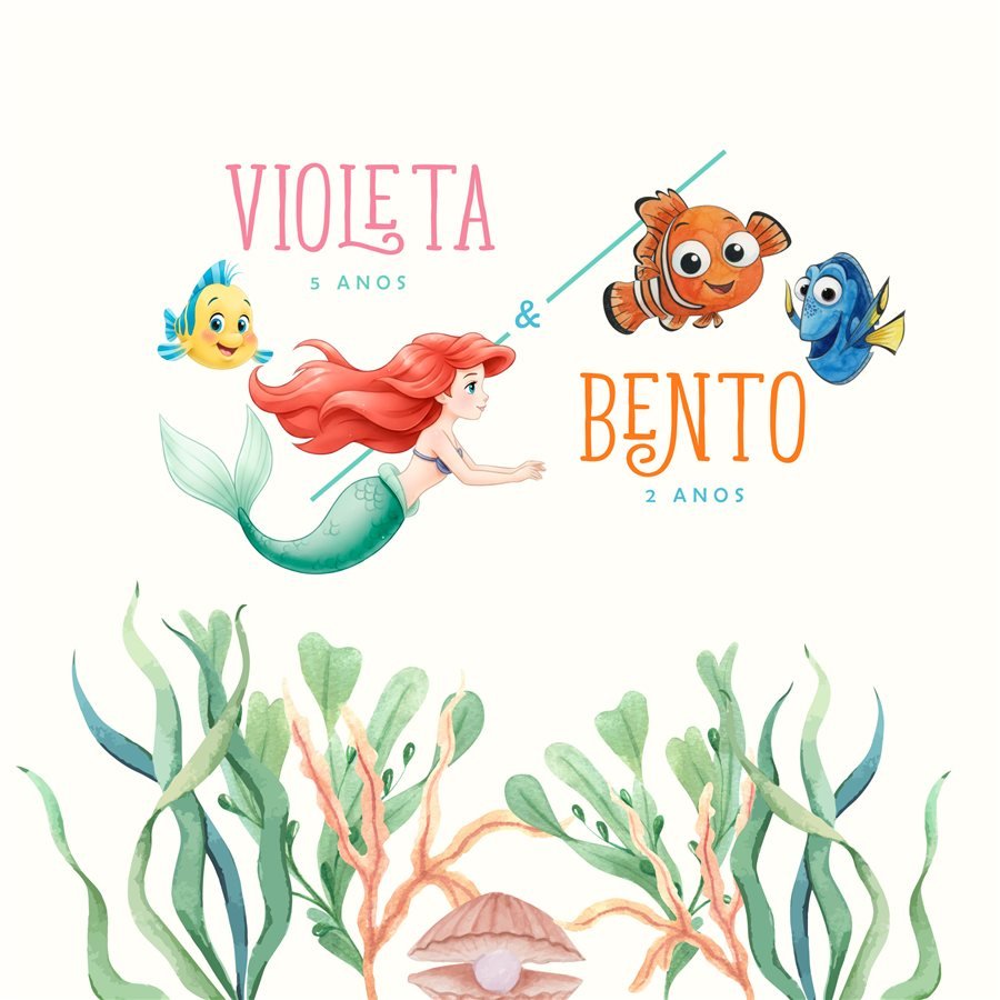 Identidade visual de festa infantil: Aniversário Violeta e Bento