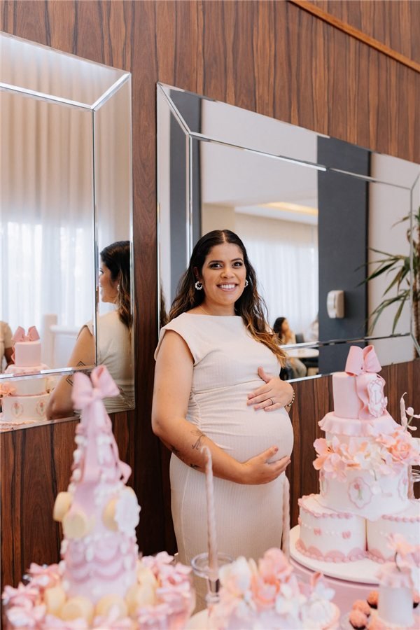 Chá revelação da Baby Lara, identidade visual de maternidade