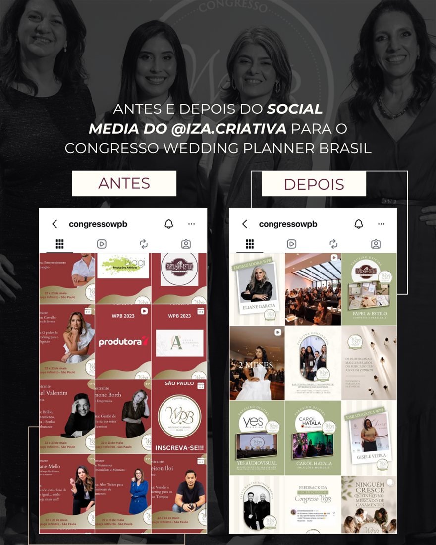 Antes e depois do Instagram do Congresso Wedding Planner Brasil
